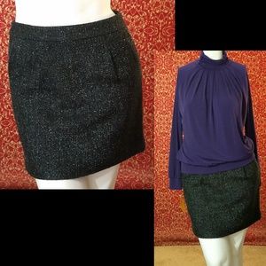 ANN TAYLOR black metallic tweed mini skirt 10⤵️🕙
